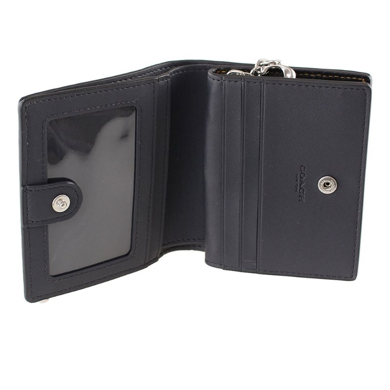 【COACH】小狗印花皮革造型短夾-黑-2