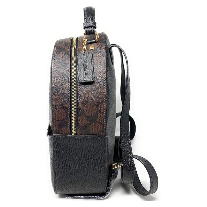 【COACH】PVC拼接皮革前口袋後背包-黑-1