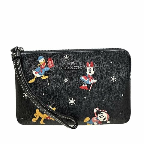【COACH】防刮PVC皮革L型拉鍊手拿包-迪士尼