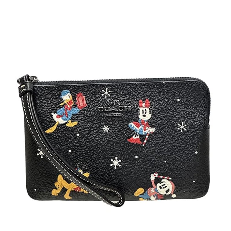 【COACH】防刮PVC皮革L型拉鍊手拿包-迪士尼-0
