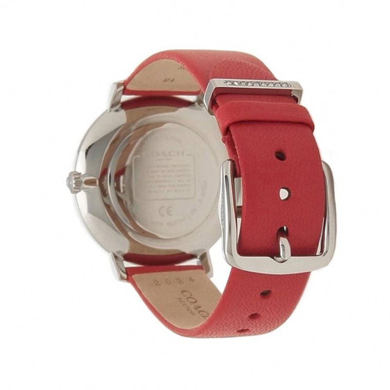 【COACH】簡約皮革錶帶手錶-紅-2