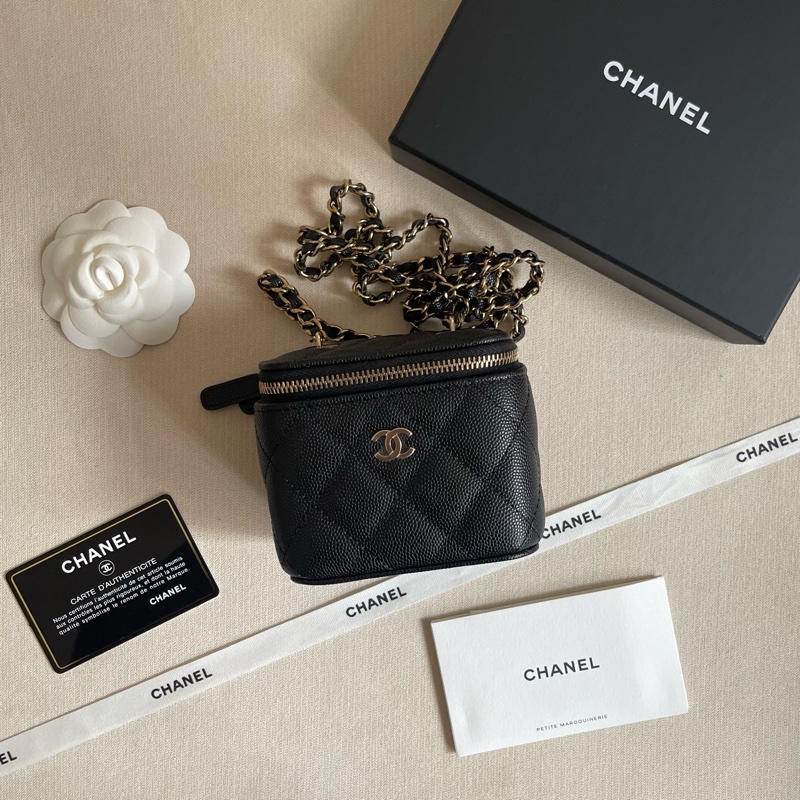 🖤 Chanel vanity case 小盒子 黑色 荔枝皮-0