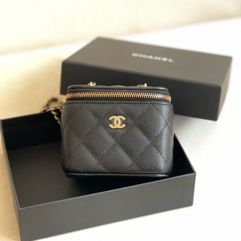 🖤 Chanel vanity case 小盒子 黑色 荔枝皮-1