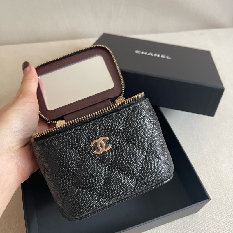🖤 Chanel vanity case 小盒子 黑色 荔枝皮-7