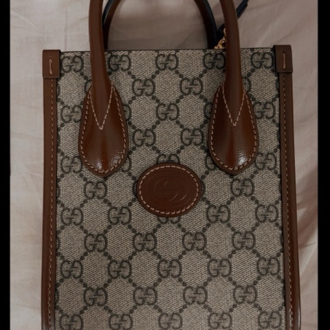 GUCCI 古馳 Interlocking G 迷你手提/斜背托特包(棕色)