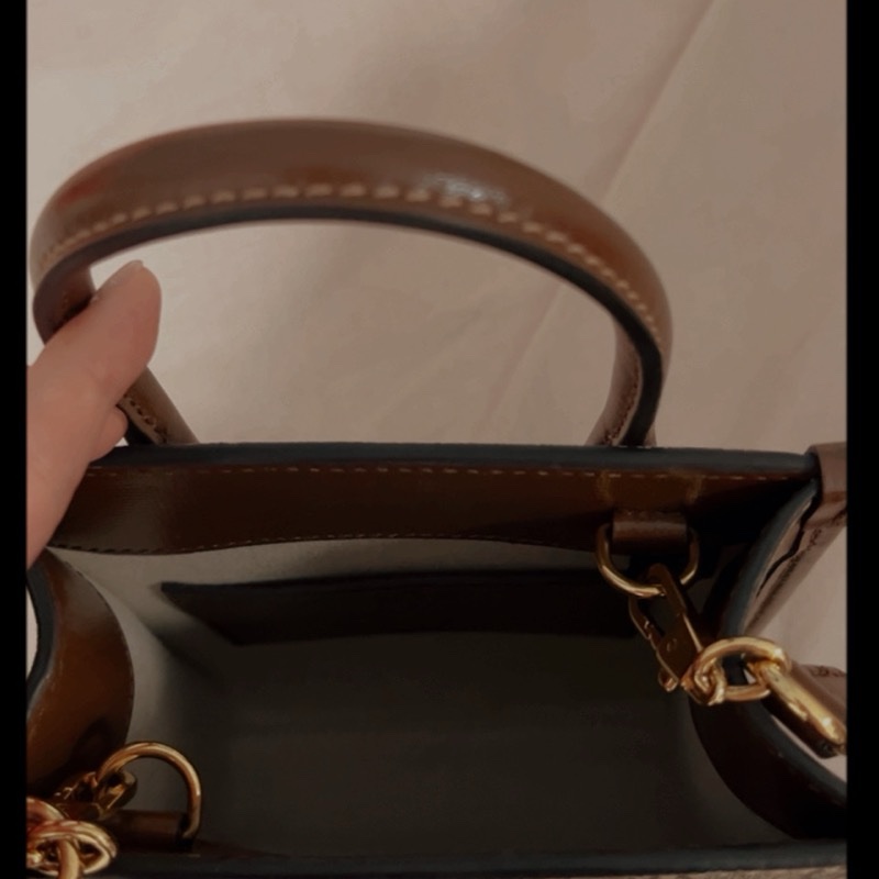 GUCCI 古馳 Interlocking G 迷你手提/斜背托特包(棕色)-3