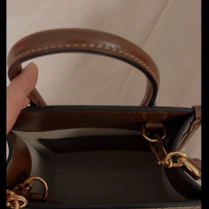 GUCCI 古馳 Interlocking G 迷你手提/斜背托特包(棕色)-8