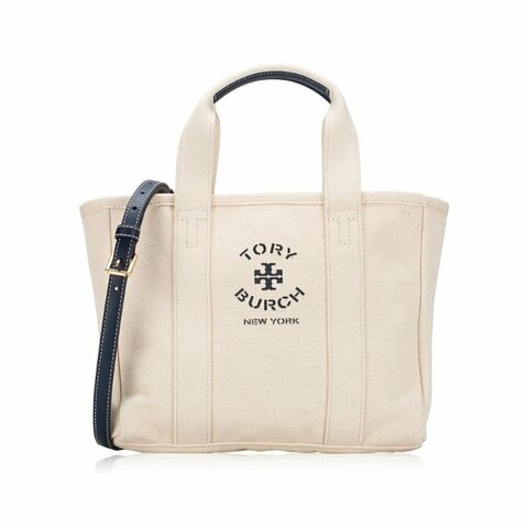 【TORY BURCH】素面帆布兩用包-白色