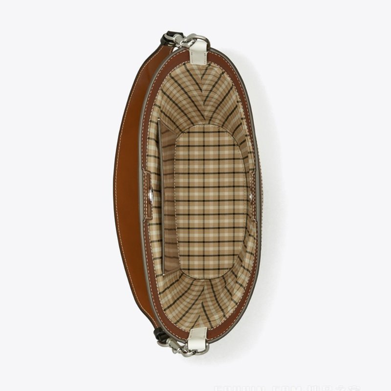 【TORY BURCH】卡其帆布水桶包-米白拼接-2