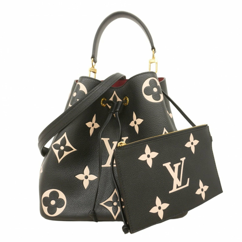 路易威登 Monogram Empreinte 雙色 NeoNoe MM 手提包 M45497 黑色/米色 女士兩用包-0