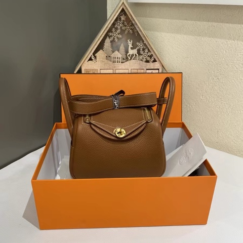 一代 愛馬仕 mini Lindy 金棕金扣 全新閒置