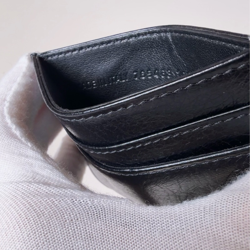 914intheair精品代購『全新閒置』balenciaga巴黎世家bblogo黑色黑金招財牛皮卡包-6