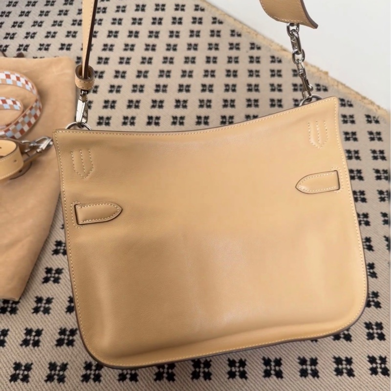 99新 Hermes愛馬仕吉普賽小號28cm 超美奶茶色風衣灰 銀扣,框Q刻,有塵袋-1