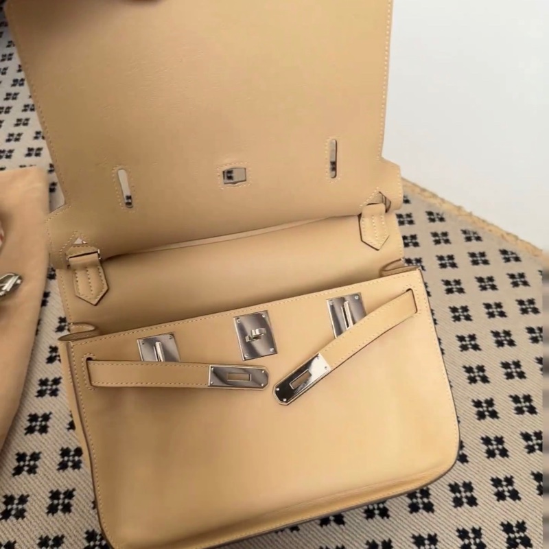 99新 Hermes愛馬仕吉普賽小號28cm 超美奶茶色風衣灰 銀扣,框Q刻,有塵袋-4