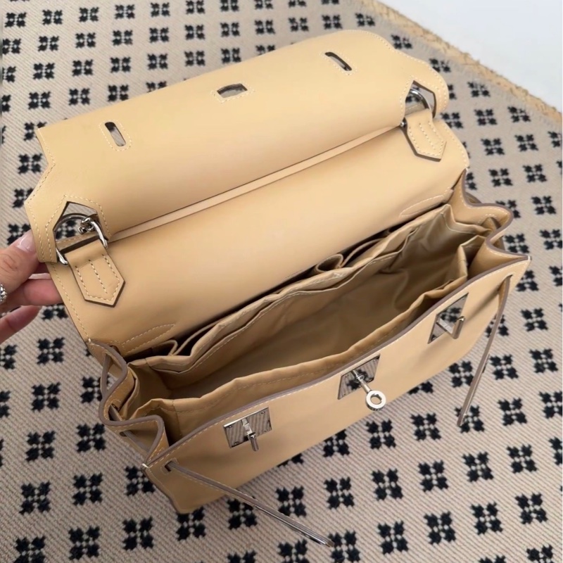 99新 Hermes愛馬仕吉普賽小號28cm 超美奶茶色風衣灰 銀扣,框Q刻,有塵袋-5