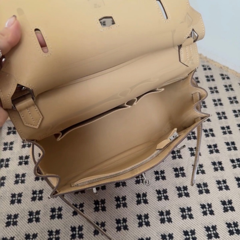 99新 Hermes愛馬仕吉普賽小號28cm 超美奶茶色風衣灰 銀扣,框Q刻,有塵袋-6