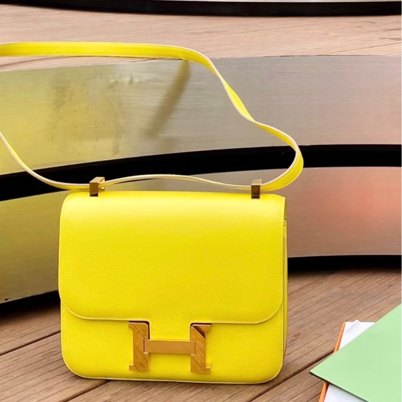 有購証✨💕 Hermes mini Constance愛馬仕檸檬黃金扣康康19 Y刻-0