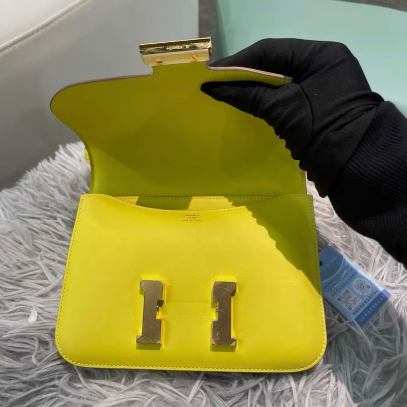 有購証✨💕 Hermes mini Constance愛馬仕檸檬黃金扣康康19 Y刻-6