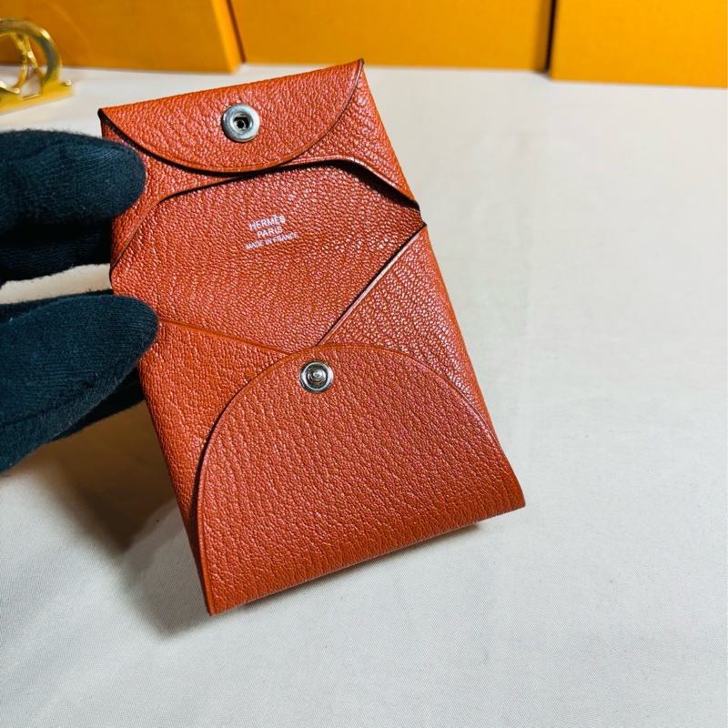 🐴近新閒置 Hermes 愛馬仕 招財深橘色 零錢包👛X刻-3