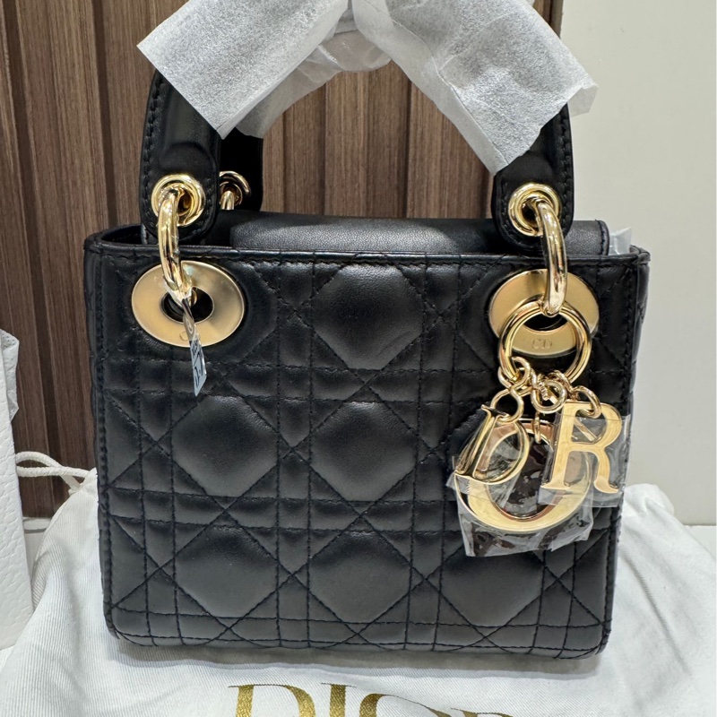 【全新 ✨ 全網最低價!】迷你 Lady Dior 戴妃黑色 金扣 三格 下單秒發 只有一顆❗️-3