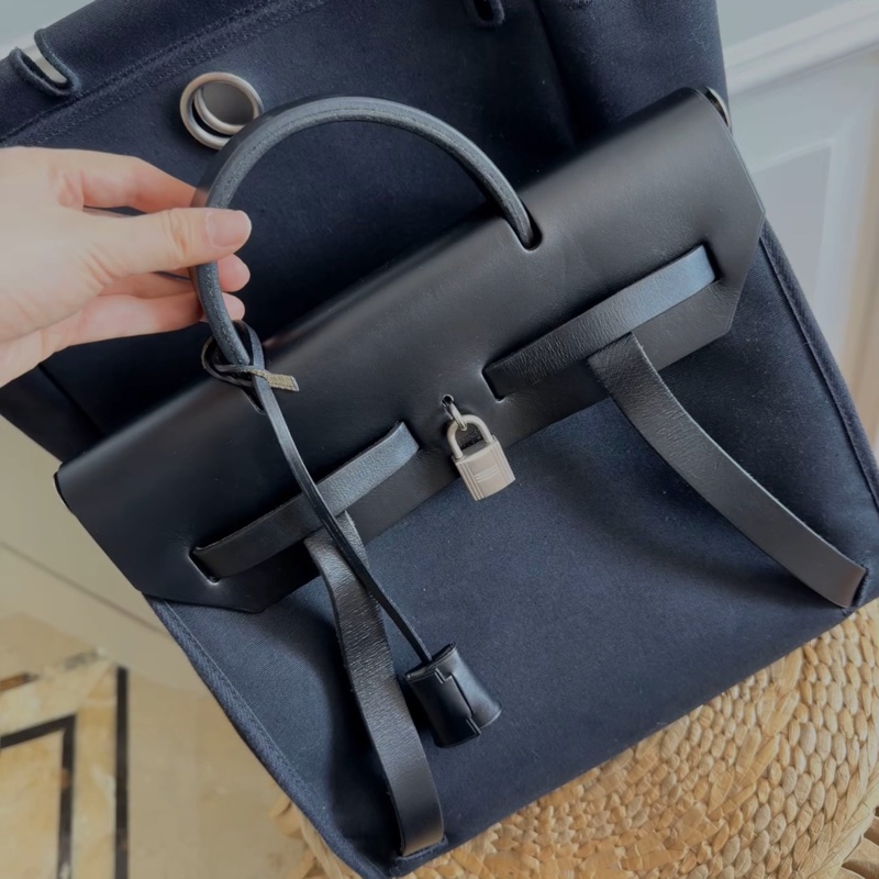【超經典配色❗️入門之選✨全網最低價】Hermes Herbag 31黑銀單肩|雙肩|斜背 中古包-2