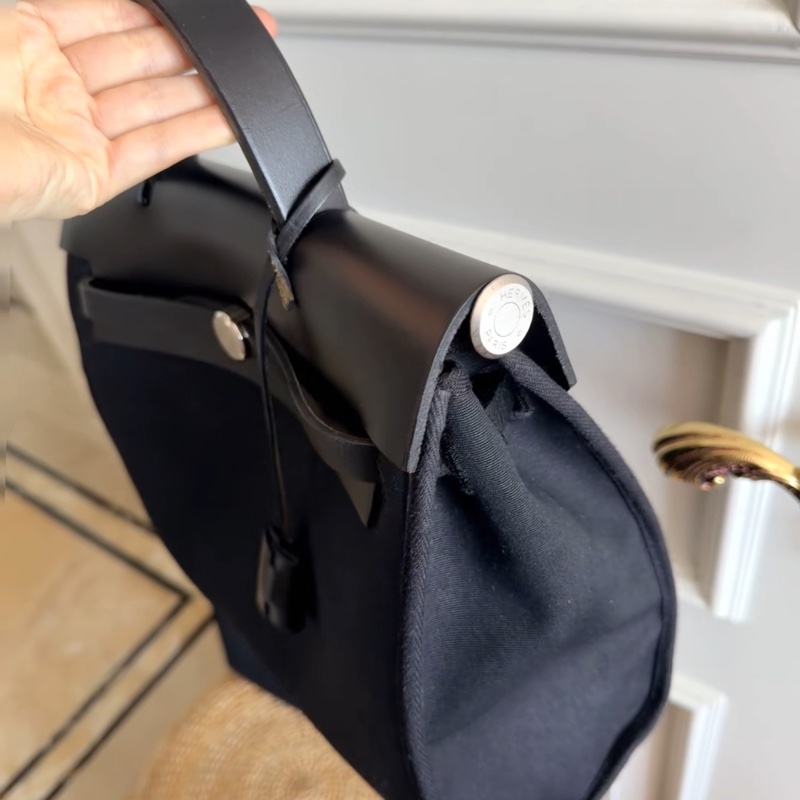 【超經典配色❗️入門之選✨全網最低價】Hermes Herbag 31黑銀單肩|雙肩|斜背 中古包-3
