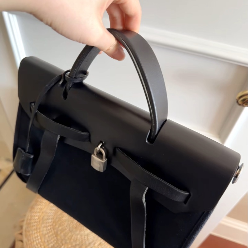 【超經典配色❗️入門之選✨全網最低價】Hermes Herbag 31黑銀單肩|雙肩|斜背 中古包-4