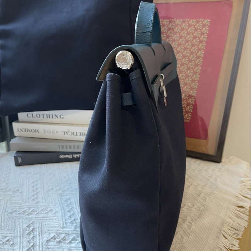 【超級大撿漏💥買到就是賺到❗️全網最低價】愛馬仕Hermes herbag39 藍色 單肩,海軍藍單肩肩/雙肩替換袋-5