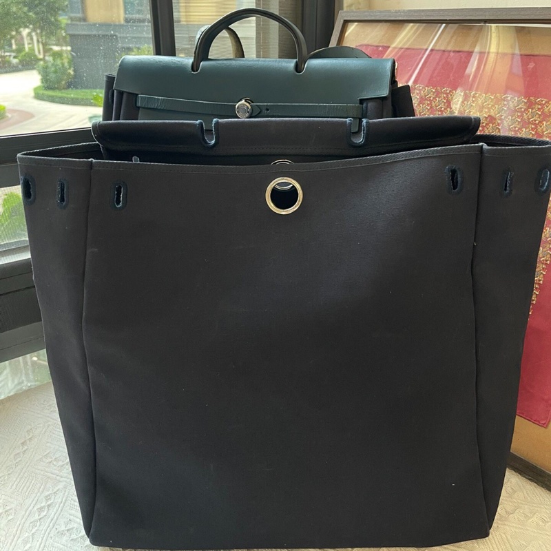 【超級大撿漏💥買到就是賺到❗️全網最低價】愛馬仕Hermes herbag39 藍色 單肩,海軍藍單肩肩/雙肩替換袋-7