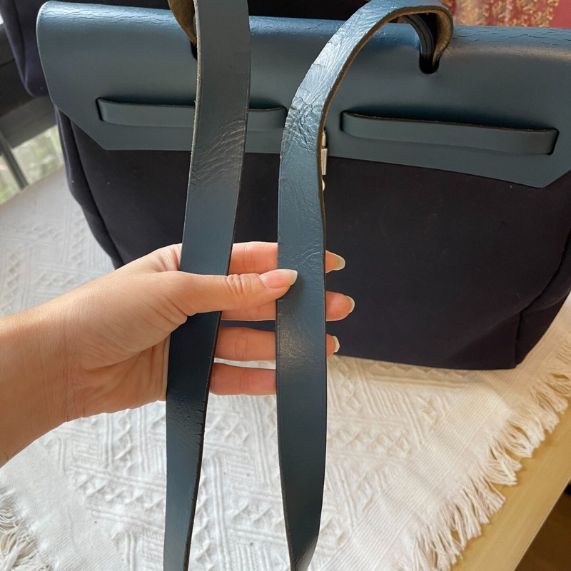 【超級大撿漏💥買到就是賺到❗️全網最低價】愛馬仕Hermes herbag39 藍色 單肩,海軍藍單肩肩/雙肩替換袋-8