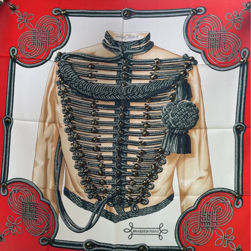 【絕美孤品❤️全網獨有】全新Hermes 愛馬仕 勃蘭登堡 軍裝 古董絲巾-2