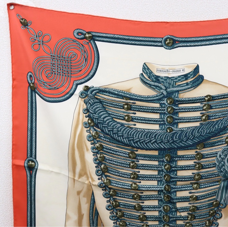 【絕美孤品❤️全網獨有】全新Hermes 愛馬仕 勃蘭登堡 軍裝 古董絲巾-3