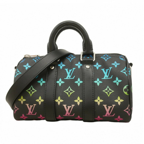 路易威登 Monogram Iridescent Keepall Bandouliere 25 手提包 M13935 黑色多色兩用男士包