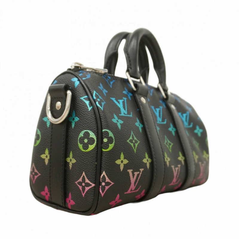 路易威登 Monogram Iridescent Keepall Bandouliere 25 手提包 M13935 黑色多色兩用男士包-1