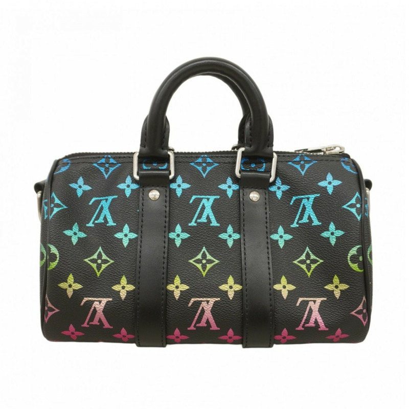 路易威登 Monogram Iridescent Keepall Bandouliere 25 手提包 M13935 黑色多色兩用男士包-13