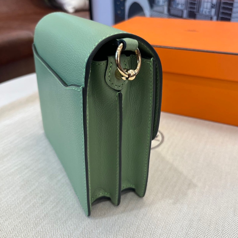 🌈Hermes💚Mini Roulis 19💚牛油果綠金扣💚98.5新🌟Evercolor皮🌟豬鼻子🌟愛馬仕🌟-4