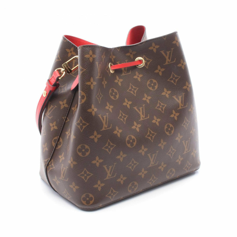 路易威登 NeoNoe 單肩包/手提包，塗層帆布和皮革，Monogram 圖案，女士，棕紅色，M44021-1