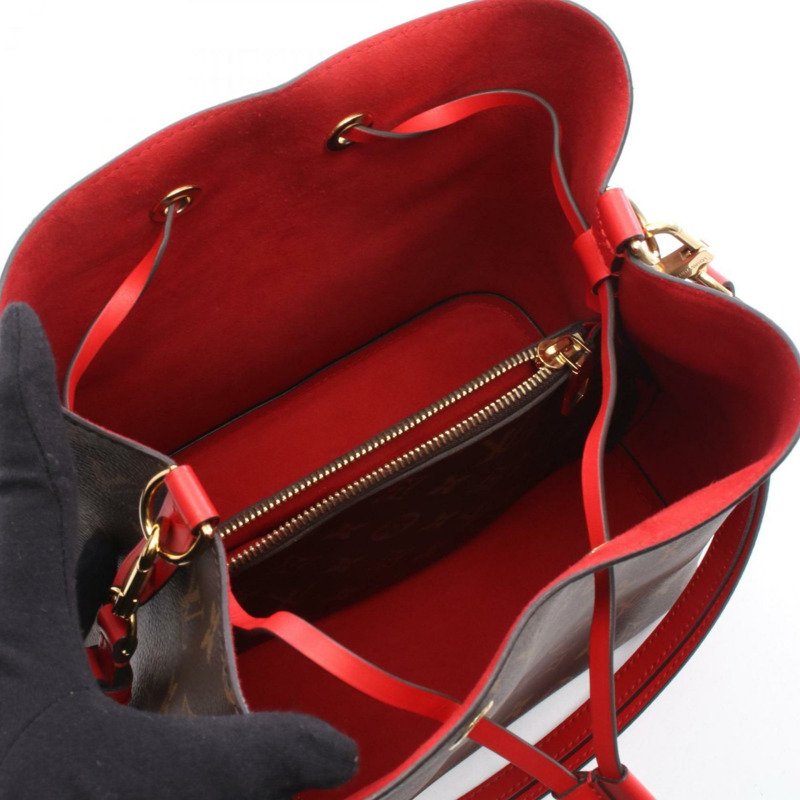 路易威登 NeoNoe 單肩包/手提包，塗層帆布和皮革，Monogram 圖案，女士，棕紅色，M44021-2