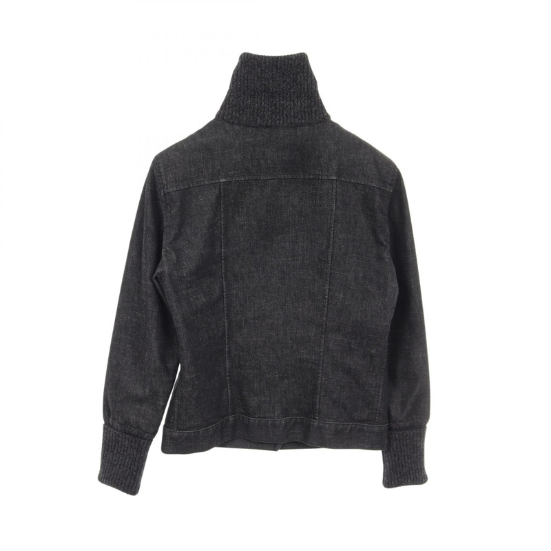 香奈兒牛仔拉鍊外套 P21732W03184 羊毛棉混紡 灰色 二手 女款 #38-1