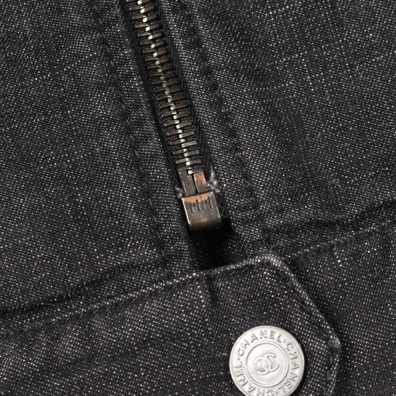 香奈兒牛仔拉鍊外套 P21732W03184 羊毛棉混紡 灰色 二手 女款 #38-6