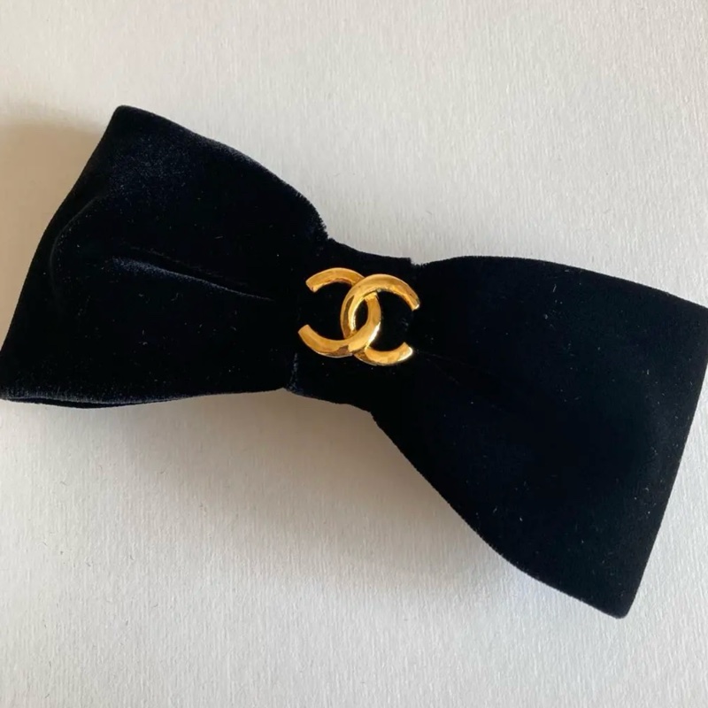 CHANEL 經典復古絨布髮夾 老香/vintage/Jennie-0
