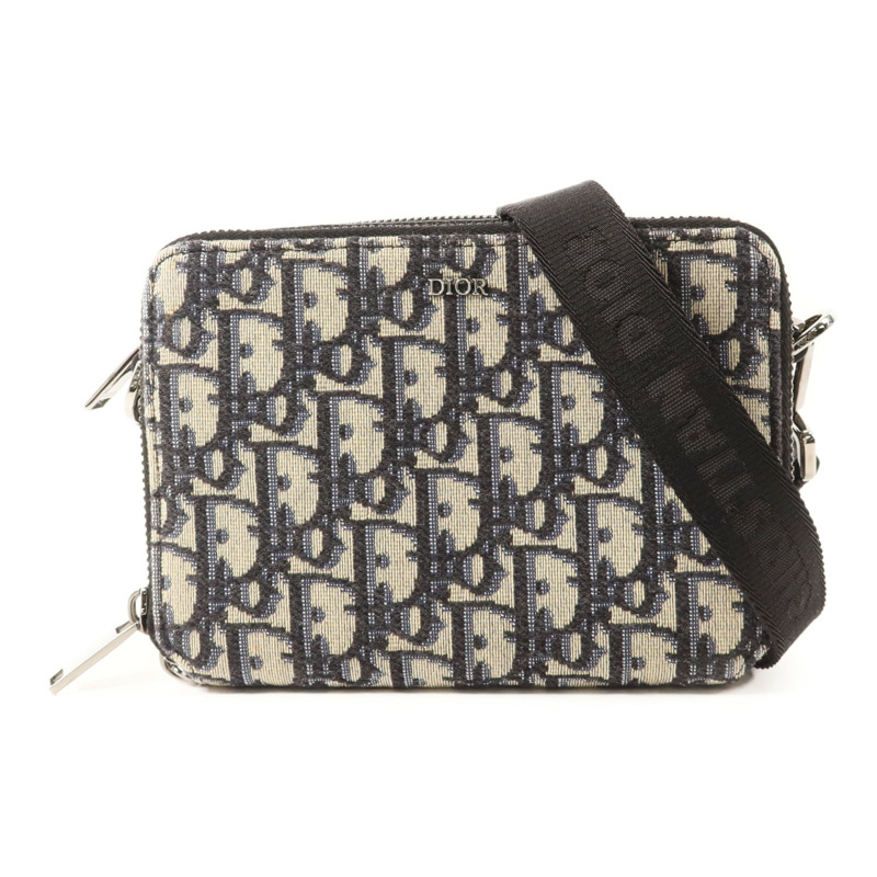 Dior 帆布Zipped Pouch With Strap銀扣肩背袋-1