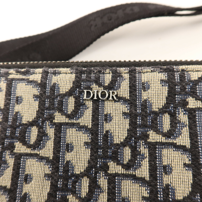 Dior 帆布Zipped Pouch With Strap銀扣肩背袋-9