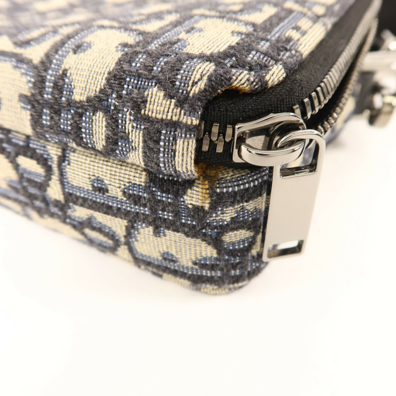 Dior 帆布Zipped Pouch With Strap銀扣肩背袋-16
