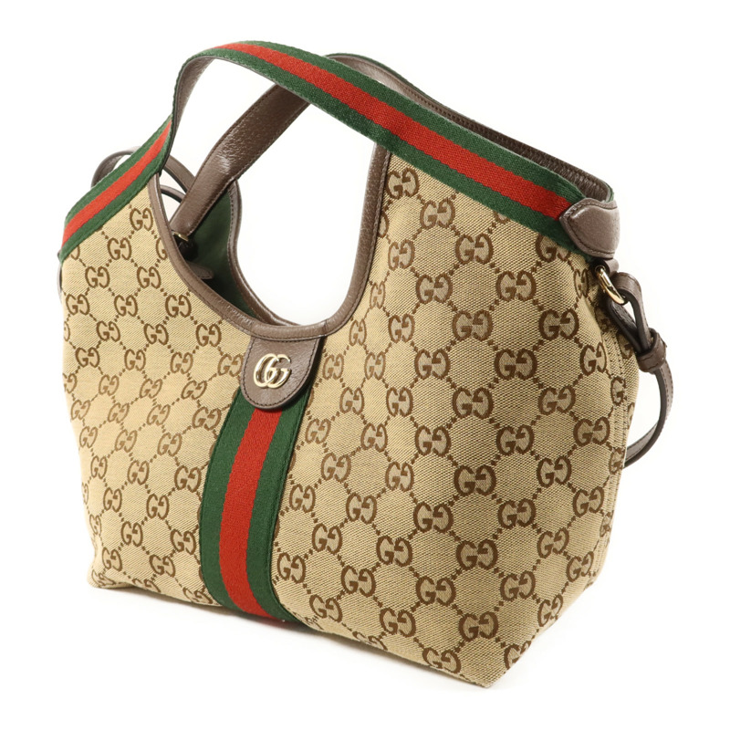 GUCCI 帆布Giglio Small Tote Bag金扣手挽肩背兩用袋-2