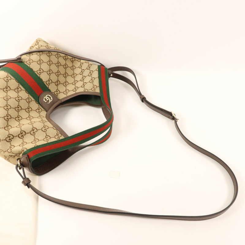 GUCCI 帆布Giglio Small Tote Bag金扣手挽肩背兩用袋-4