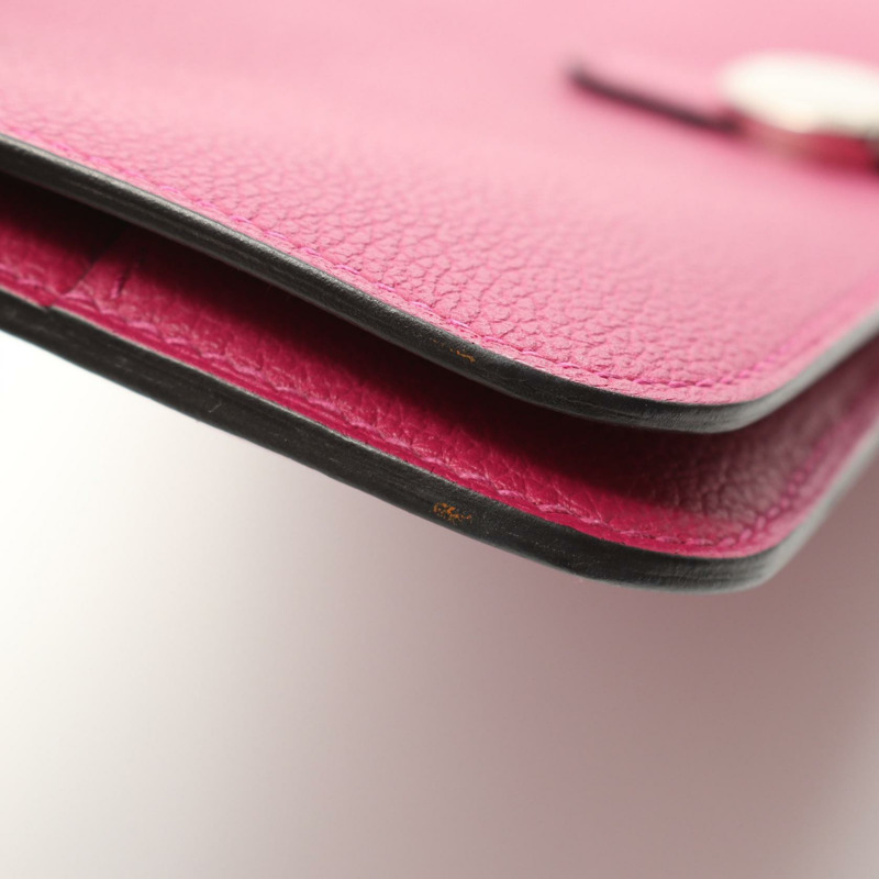 Jamus Dogon 長版對折皮夾，Evercolor 皮革，粉紅色、玫瑰紫色，二手，附五金配件-8