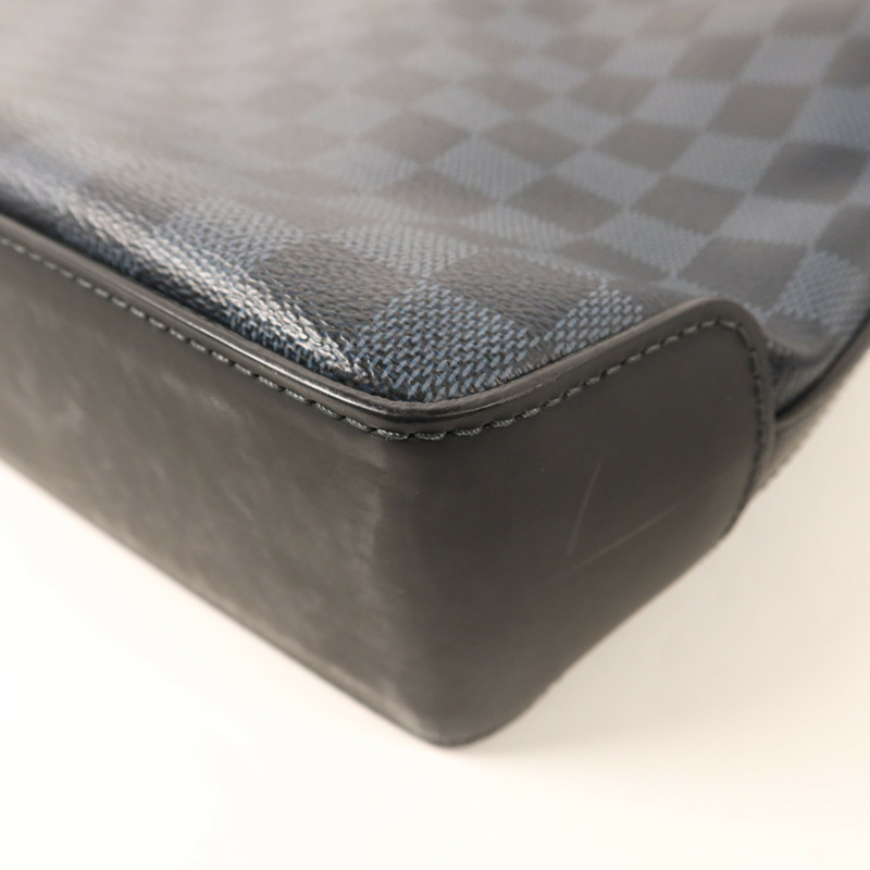LOUIS VUITTON Damier Cobalt Greenwich Messenger Bag銀扣肩背袋-13