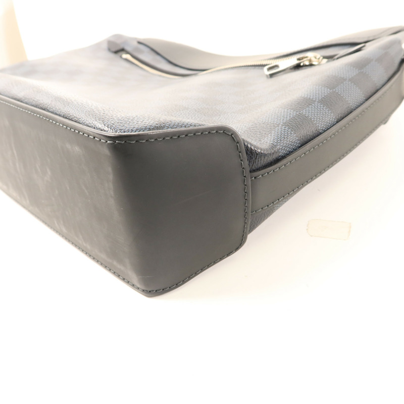 LOUIS VUITTON Damier Cobalt Greenwich Messenger Bag銀扣肩背袋-16