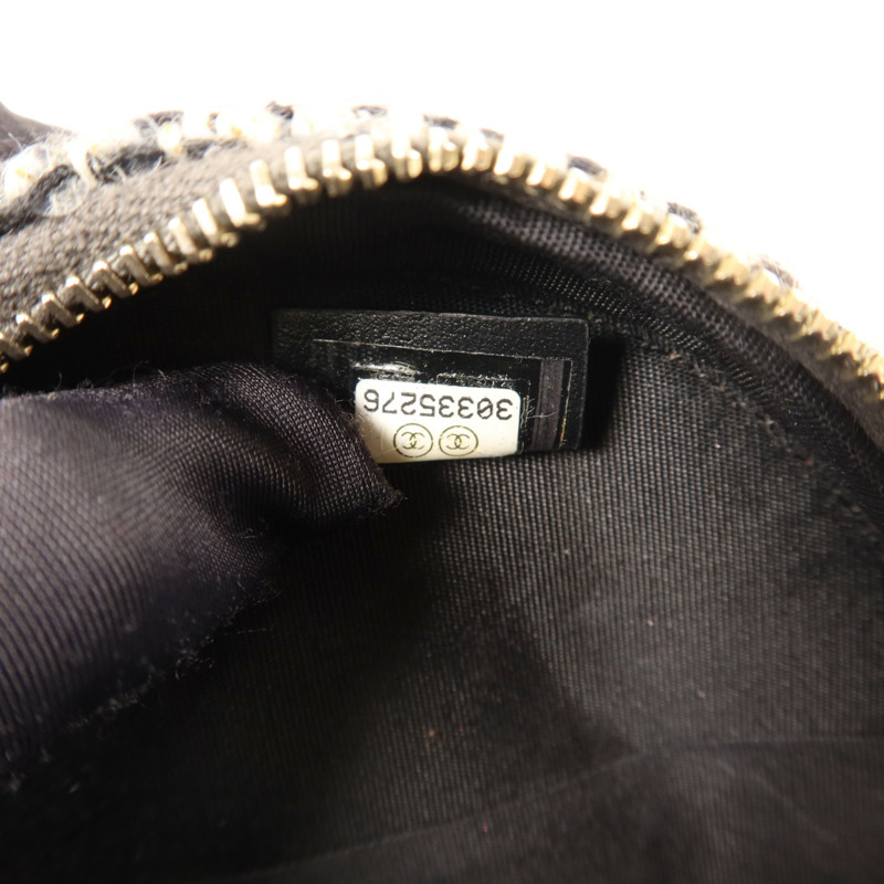 CHANEL 斜紋軟呢/亮片Sequin Chanel 19 Round Mini Clutch手挽肩背兩用袋-7